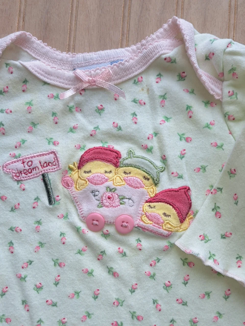 Precious Moments Cotton Baby Floral Footed Pajama Set Rose Garden Shabby Chic